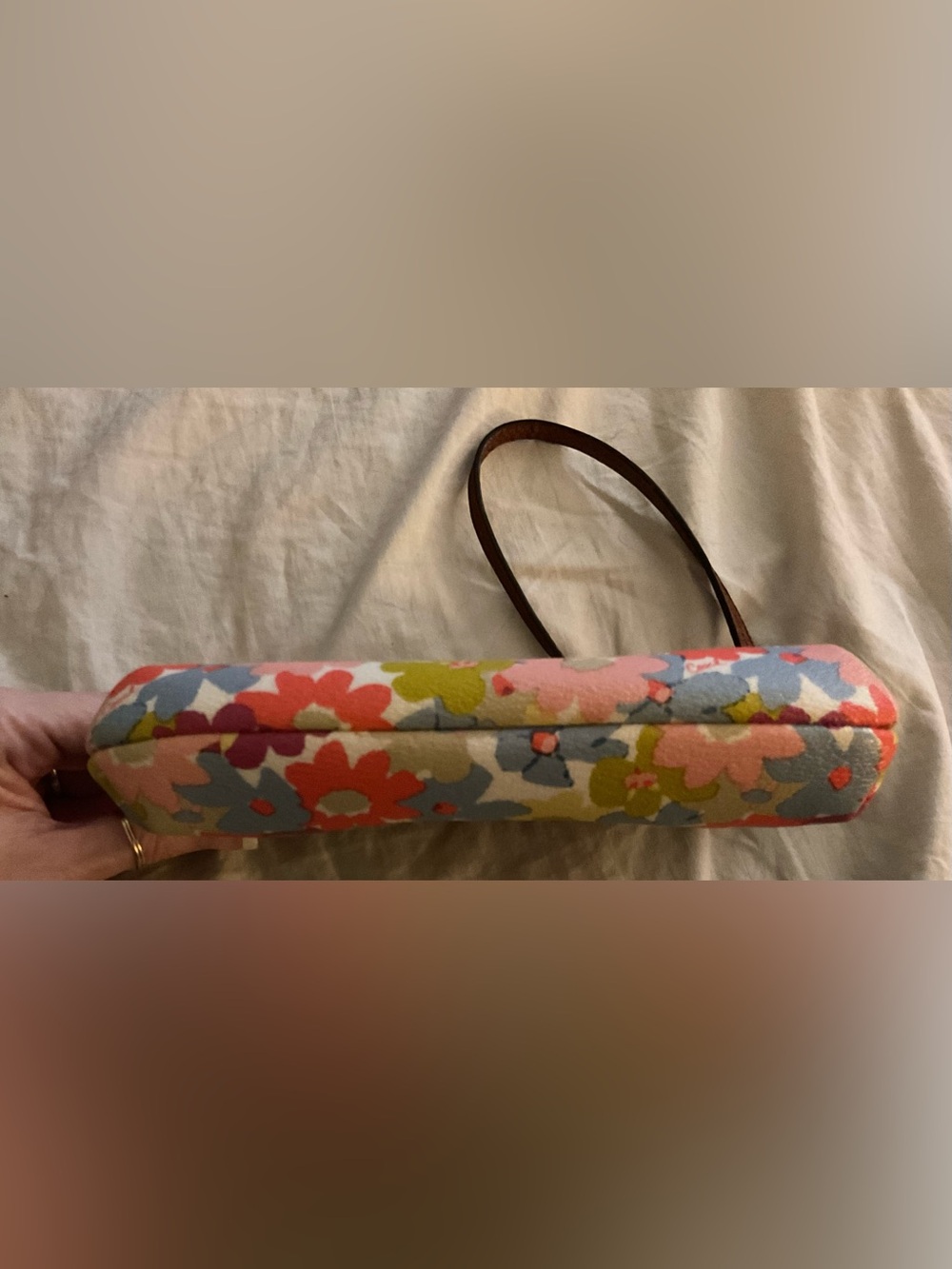 COACH Rare Retired Floral Print L Wristlet Medallion&Hang Tag Pink Satin Lining - Picture 7 of 15